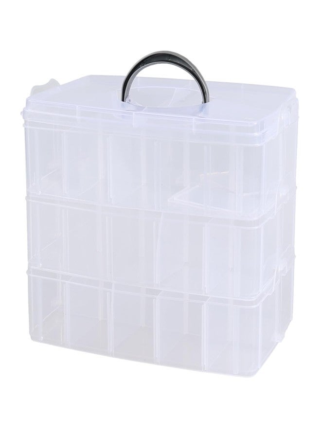 Yesdate 3-Tier Stackable Storage Container Box with Dividers-30 Compartments, Bead Organizers with Latch Lid for Art Craft Storage, Washi Tape, Ornaments, Jewelry, Beauty & Sewing Supplies - Image 1